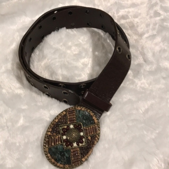Hobo gorgeous chocolate leather belt with stones - Picture 3 of 3